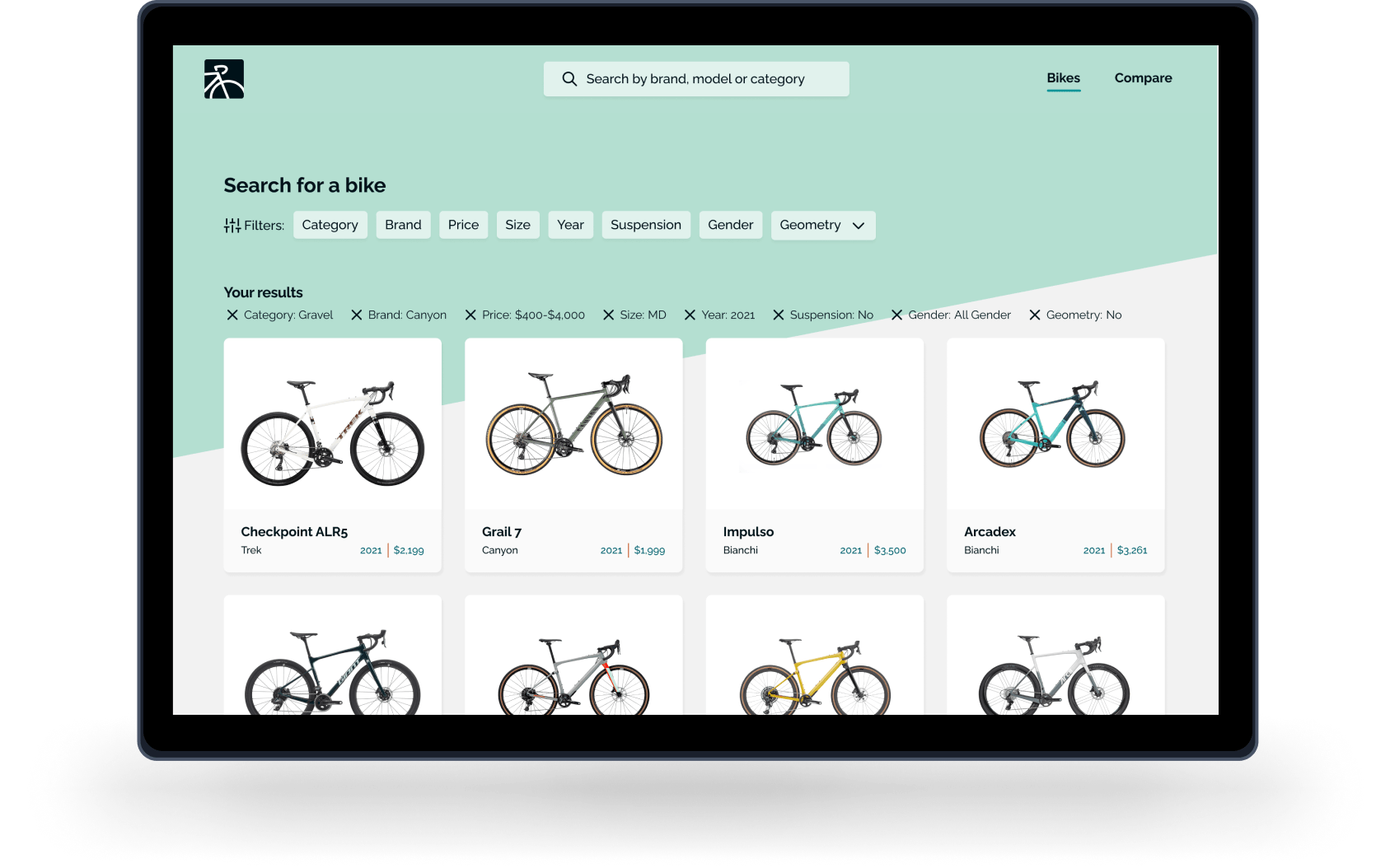image showcasing bike geometry case study for the search page