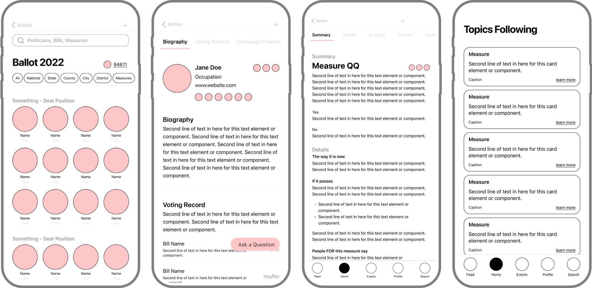 bike detail page wireframe